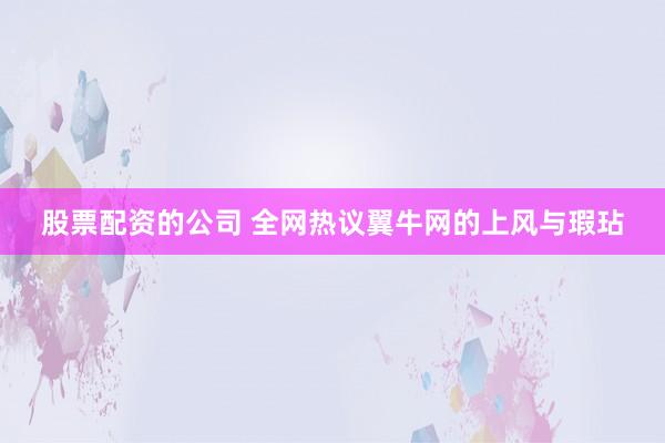 股票配资的公司 全网热议翼牛网的上风与瑕玷