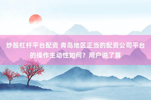 炒股杠杆平台配资 青岛地区正当的配资公司平台的操作生动性如何？用户说了算