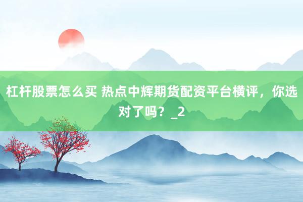 杠杆股票怎么买 热点中辉期货配资平台横评,你选对了吗?_2